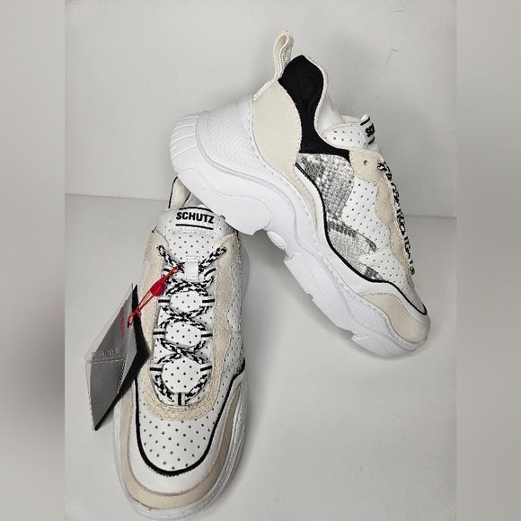 SCHUTZ Kid Suede Nappa and Snake Mix Material Sneaker Size 8.5 New - Picture 8 of 10